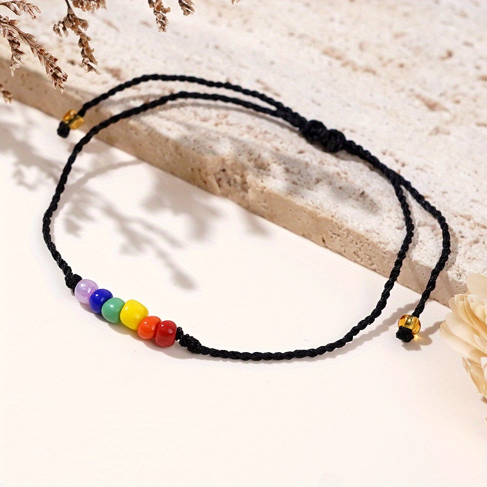 Adjustable Glass Bead Bracelet LGBTQ Pride
